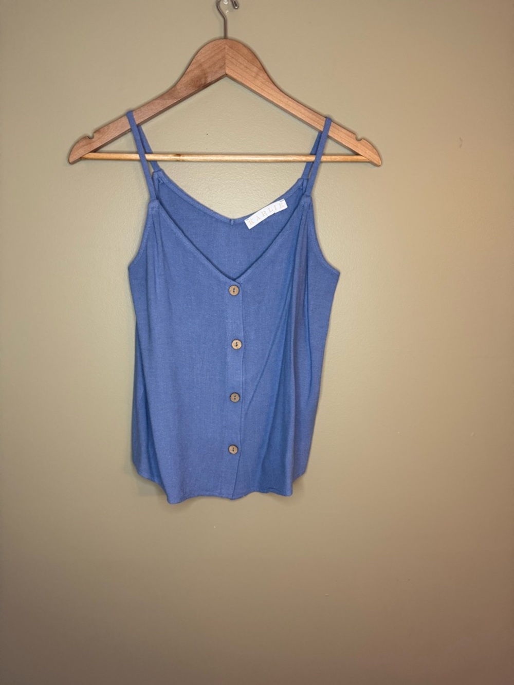 Karlie Blue Button-Front Spaghetti Strap Cami Women’s Small
